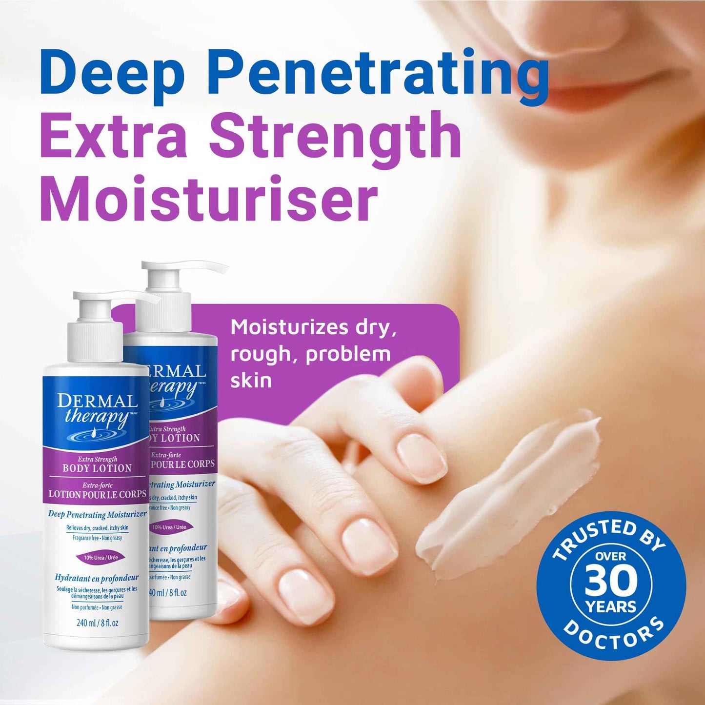 Dermal Therapy Extra Strength Body Lotion – Hydrating Formula with 10% Urea and 5% Alpha Hydroxy Acids | Helps Smooth and Moisturize Dry Skin | 8 fl oz (2-Pack)