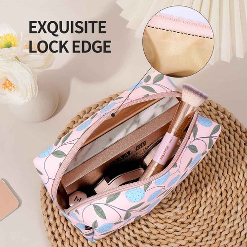 MAANGE Small Makeup Bag For Purse, Travel Cosmetic Bag Cute Makeup Pouch Portable Versatile Zipper Pouch For Women Oxford Fabric Preppy Makeup Bag