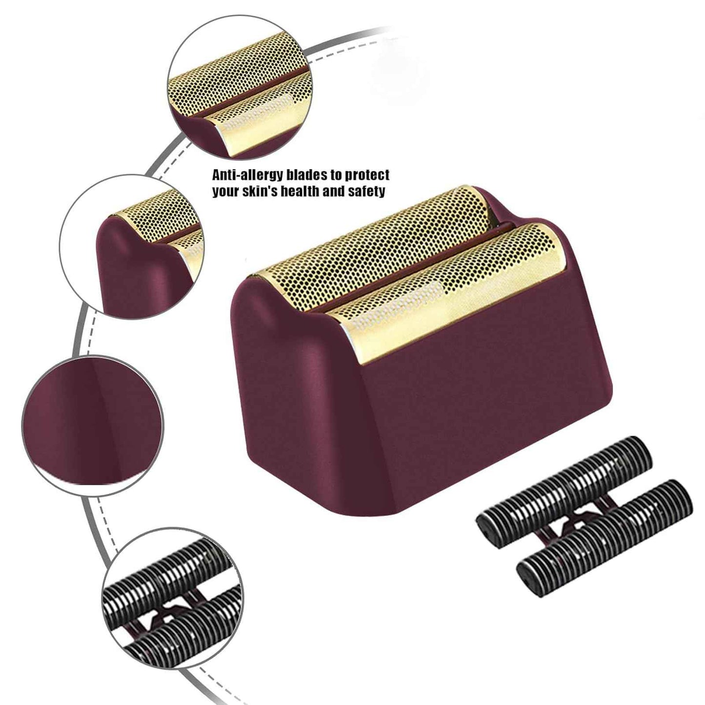 2 Pack Professional 5 Star Series Finale Shaver Replacement Foil and Cutter Bar Assembly Compatible With Wahl Shaver Foil 7031-100, 7043-100 Super Close Shaving Replacement Heads, (Black)