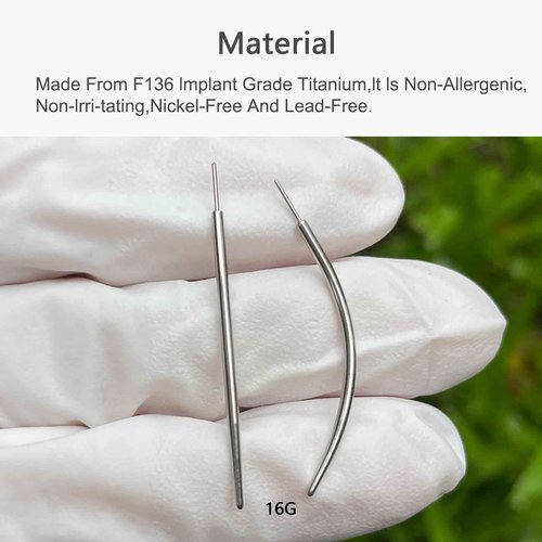 WOLAYI 16G 18G 20G Piercing Taper, G23 Titanium Threadless Insertion Pin Changing Tools, Flatback Earring Applicator Tool for Piercing Jewelry Cartilage Earrings Labret Studs Nose Stud Stretcher (2Pcs, 16G, Curved&Straight)