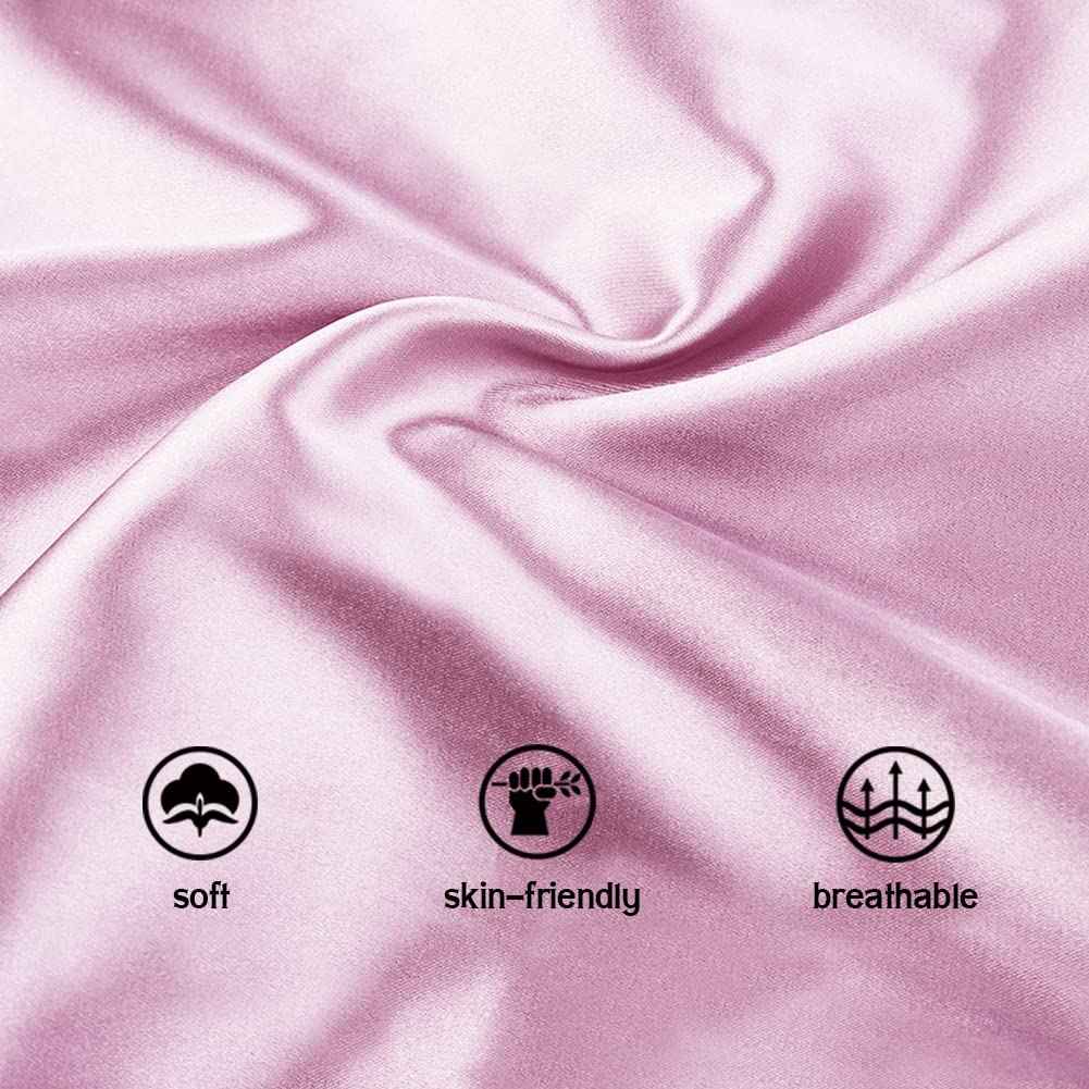 greatremy Satin Hair Bonnet Sleep Cap,Silky Bonnets for Women Curly Natural Hair Pink/Silver Gray Sleeping Night Cap Big Large Bonnet Adjustable Double Layer with Drawstring