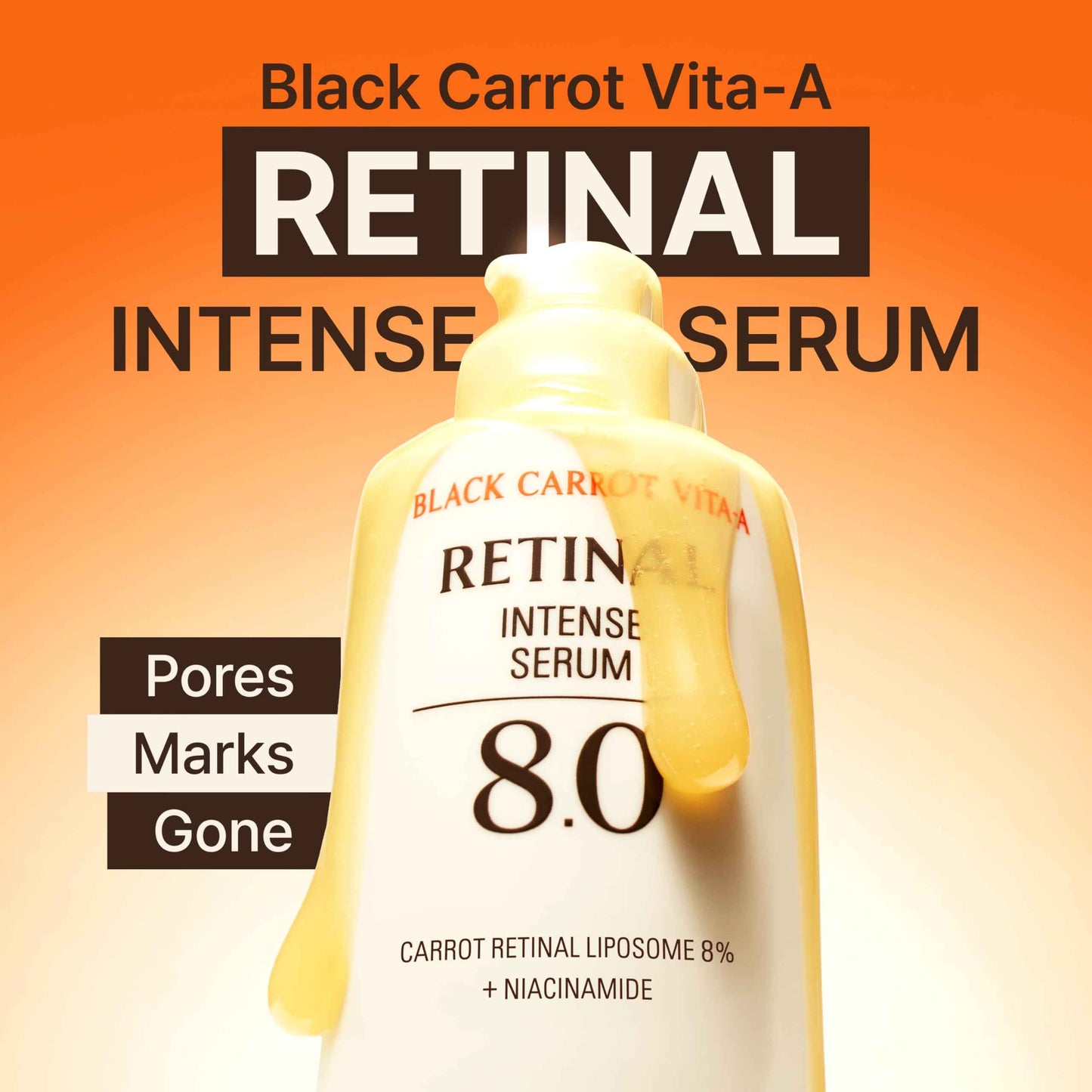GOODAL Black Carrot VITA-A Retinal Intense Serum 8.0, Wrinkle Retinol Plumping Ampoule, Dark Spot Correcting Glow Serum, Pore Minimizing & Tightening, for Sensitive Skin, Korean Skincare, 0.68 Fl Oz