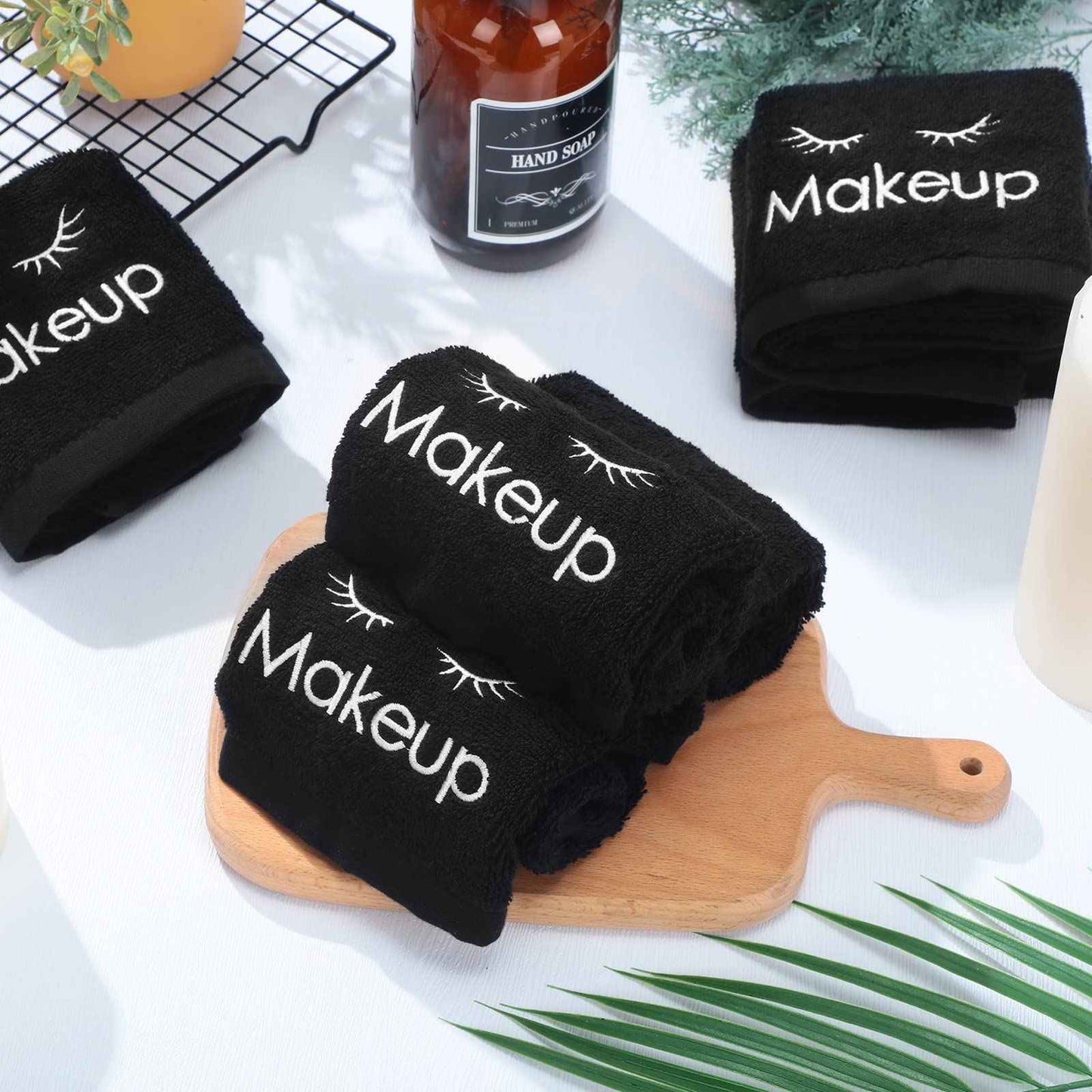 Shimeyao 13x13 Inch Makeup Washcloths Reusable Makeup Remover Cloths Facial Cleansing Towels Cotton Cosmetic Towel Water Absorbent Cloth Face Towels for Women Skin Care, Black(12 Pcs,Classic Style)