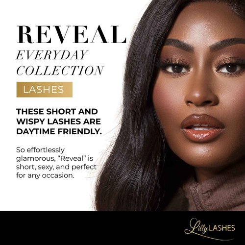 Lilly Lashes Everyday Reveal Faux Mink False Eyelashes - Natural Look Wispy Strip Lashes - Short, Round Shaped, 13 mm - Reusable Up to 20 Times