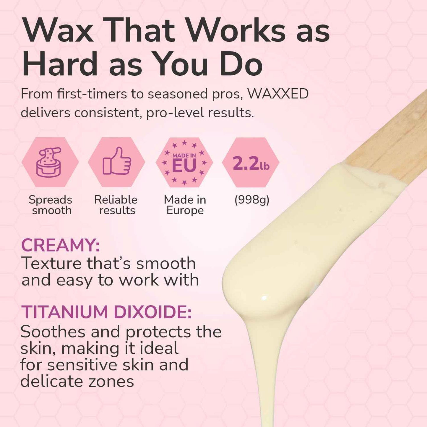 WAXXED Cream Hard Wax Beads 2.2LB – Titanium Dioxide–Infused Cream Wax for Everyday Use – Smooth Application for Sensitive Areas – Clean Removal with Less Residue - Ideal for Professional & Home Use