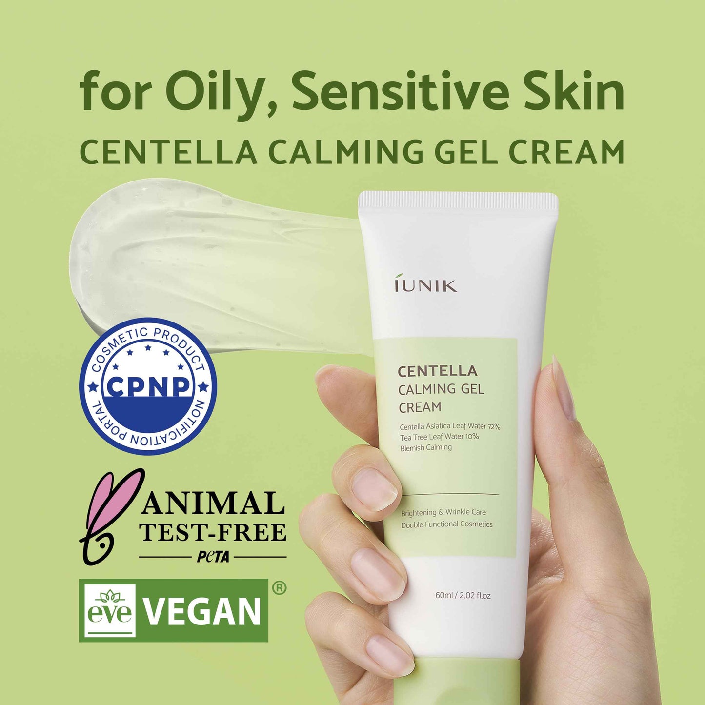 IUNIK Centella Calming Gel Cream & Bubble Foaming Facial Cleanser Vegan Non-Stripping Non-Sticky Moisturizing Exfoliating Soothing Blemish Care for Oily Sensitive Acne-Prone Skin Korean Skincare