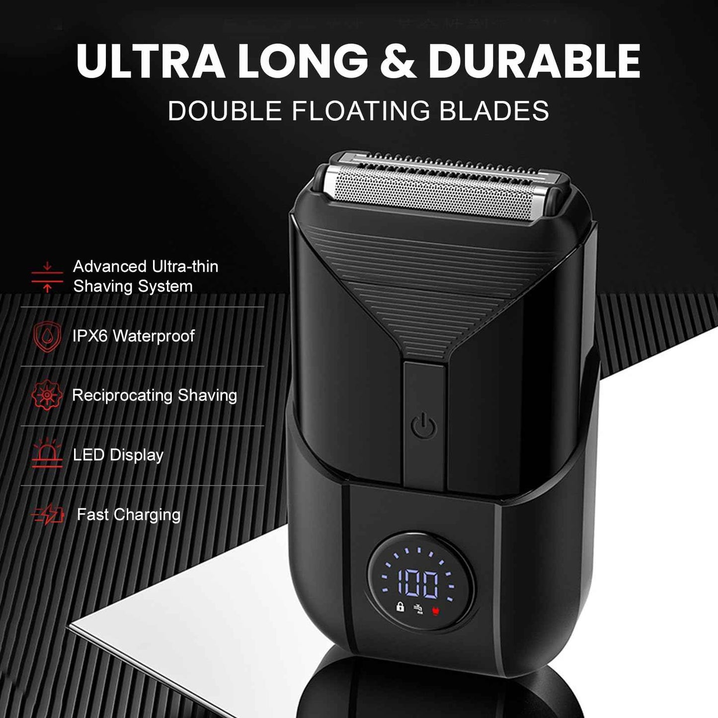 VNTGSHVER Foil Shavers for Men - Smooth & Close Electric Razor, USB-C Rechargeable Razor, High Precision Electric Face Shaver, Waterproof, Cordless, Dual-Action SkinSafe Foil Blades