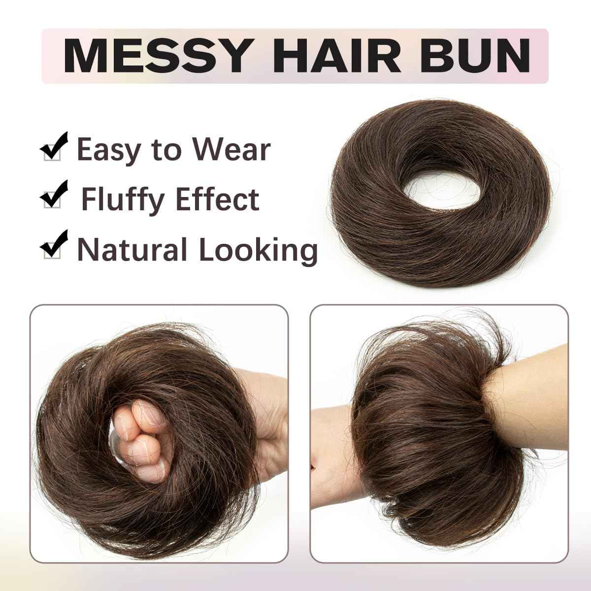 isheeny Messy Bun Hair Piece 2PCS 100% Real Human Hair Tousled Updo Extension Natural Curly Messy Bun with Elastic Band Hair Bun Hair Piece for Preschool Children Ponytail Extensions