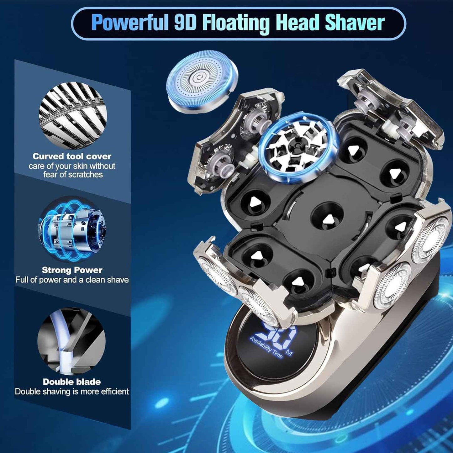 9.0 Shaver, 9d Floating Blade Heads, 9d Floating Head Shaver - Ipx7 Waterproof,USB Fast Charge,Gift for Dad and Husband