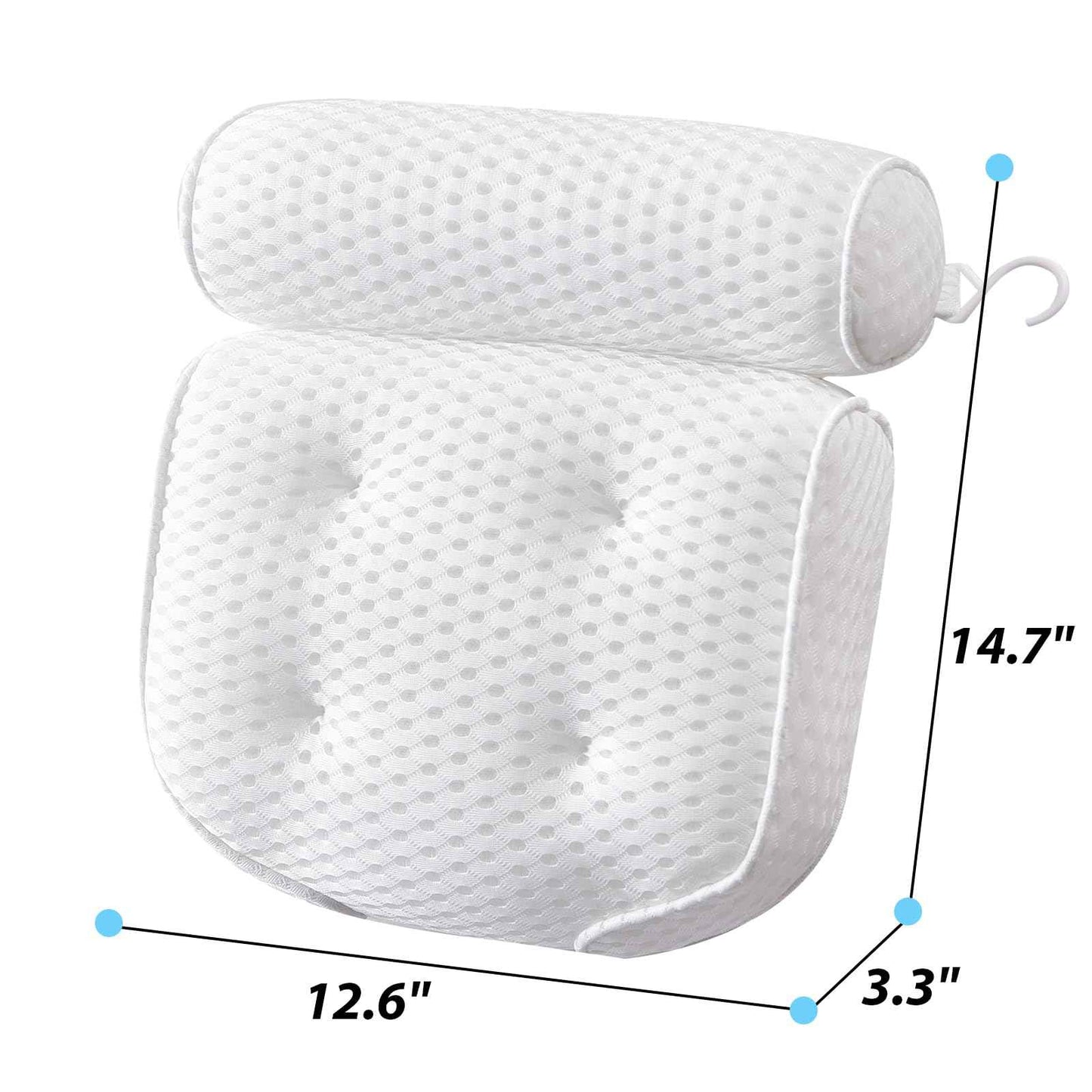 AEROiVi Luxury Bath Pillows for Tub,Bath Pillow Bathtub Pillows for Head and Neck Support Bath Cushion Made from Soft Spacer Mesh Material with Suction Cups