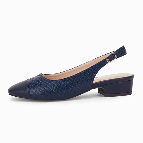 Rilista Women's Slingback Low Heels Closed Toe Chunky Block Heel Comfortable Office Dress Pumps Shoes Navy