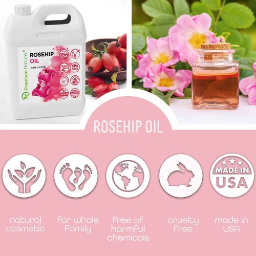 Rosehip Oil for Skin Face Body Hair Nails 16oz Cold Pressed Unrefined Rose Hip Seed Oils Moisturizing Facial Oils Bulk Aceite Rosa Mosqueta Puro 100 Organico Rose Oil For Face Oil For Dry Skin