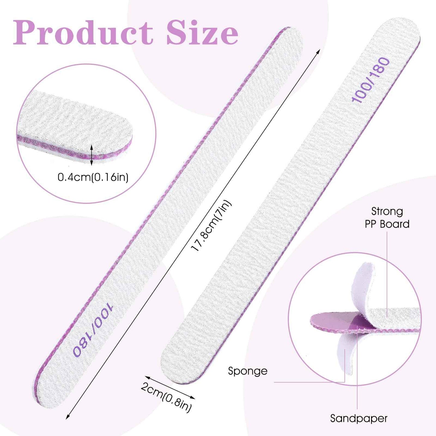 200 Pcs Nail Files 100/180 Grit Double Sides Emery Boards Reusable Nail Files for Acrylic Nails Professional Manicure Tools for Natural Nails Acrylic Nails Home and Salon Supplies (Oval)