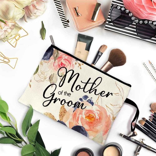 ZHANTUONE Mother of the Groom Funny Cosmetic Bag, for Travel Toiletry Zipper Storage Pouch Makeup Bag, Wedding Engagement, Present for Mother Women, Wedding Gifts for mom friend coworker Sister BFF