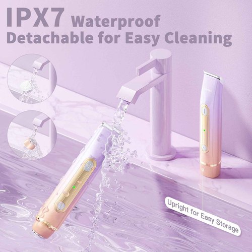 Bikini Trimmer for Women, Electric Razors with Dual Heads, Rechargeable Pubic Hair Trimmer with IPX7 Waterproof, Painless Pro Shaver for Underarm Leg Arm Body Face Private Area๏ผRoyalRose๏ผ