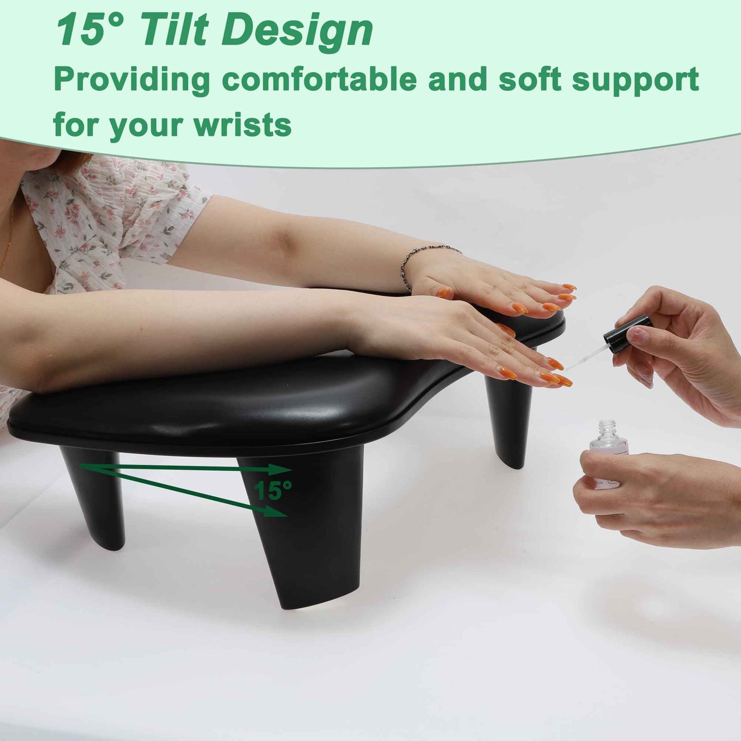 VOCOSTE Arm Rest for Nails Tech, U Shaped Nail Arm Rest, Manicure Hand Rest with Detachable Brackets, Hand Rest for Nails Tech with Non-slip Pads, Nail Hand Rest, Black