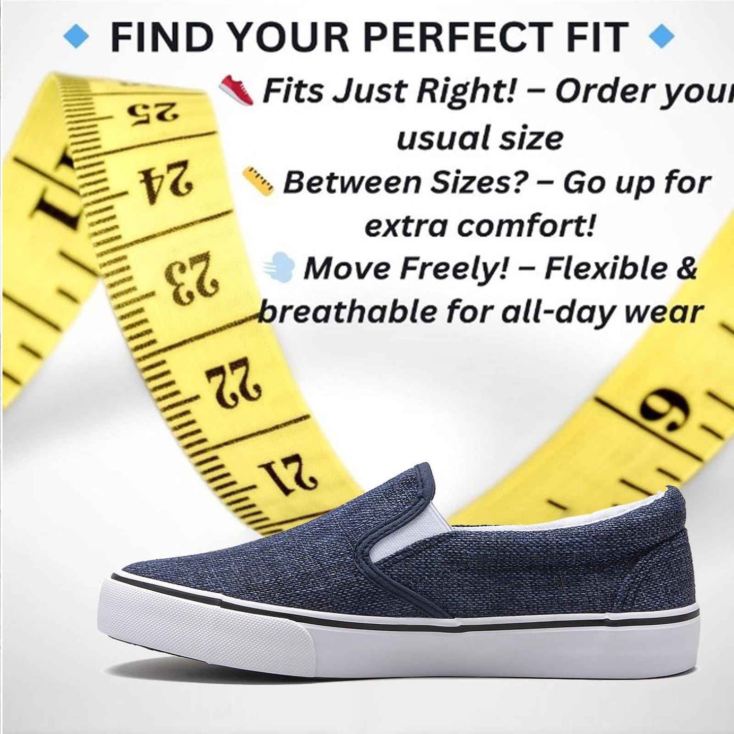 Low-Top Slip Ons Women's Fashion Sneakers Casual Canvas Sneakers for Women Comfortable Flats Breathable Padded Insole Slip on Sneakers Women Low Slip on Shoes (Denim, Numeric_8)