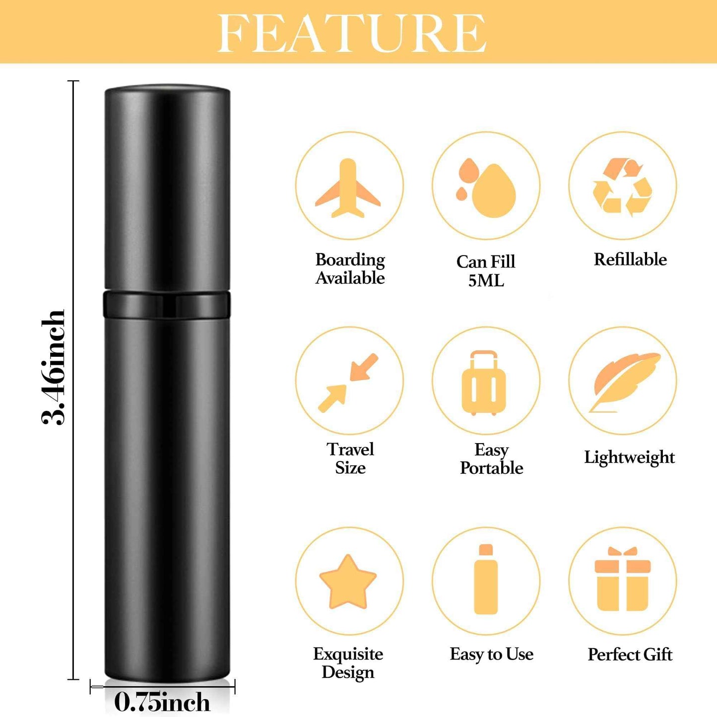 LTBL 2PCS Perfume Travel Refillable Bottle, Bottom-Filling Fragrances Perfume Atomizer, Empty Mini Cologne Dispenser, Portable Sprayer Pocket Size for On the Go 5ml (Black & Dark Blue)
