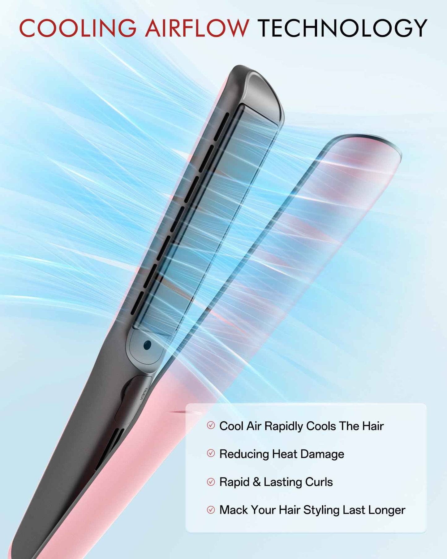 Betahouse Flat Iron Hair Straightener Airflow Curling Iron, Hair Straightener and Curler 2 in 1, 1 Inch Ionic Curling Wand with Cooling Air and Essential Oil Scent, 3 Temp 350-450℉ Dual Voltage