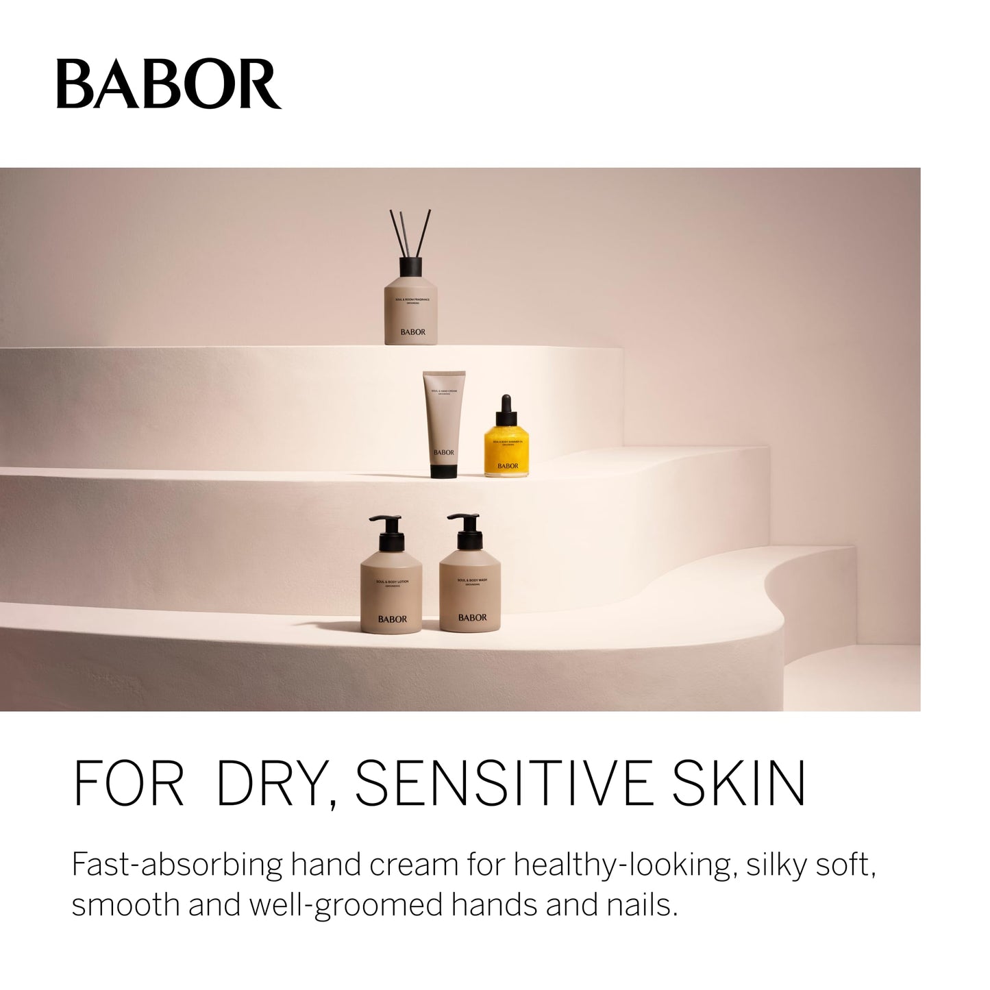 BABOR Soul & Hand Cream Hand Cream for Dry Hands, Anti-Ageing Moisturising Cream, Quick-Absorbing Hand and Nail Cream, Intensive Hand Care, with Hyaluronic Acid, Vegan, 100 ml