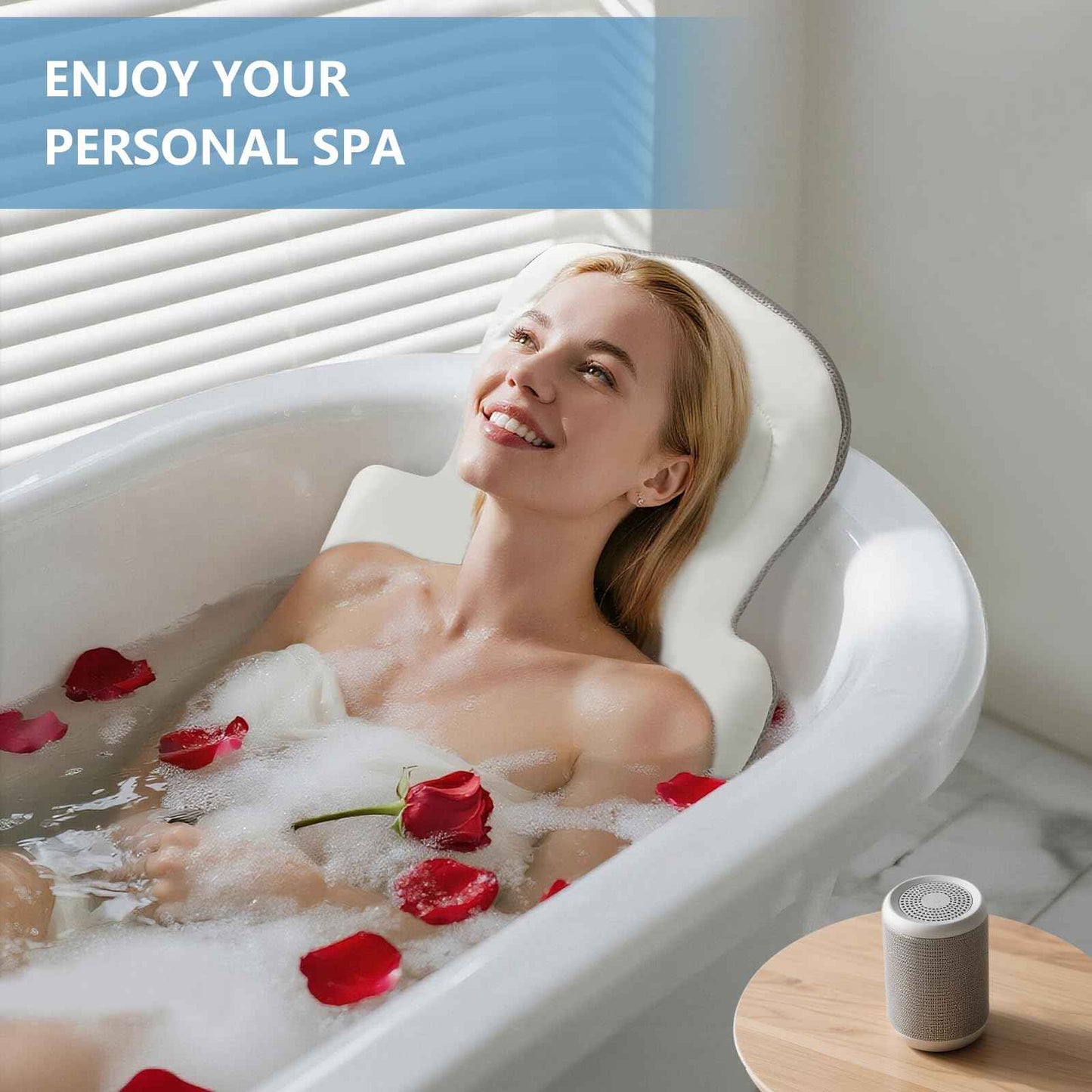 Full Body Bath Pillow, Luxury Bath Cushion with 192 Suction Cups, Bath Pillows for Tub for Head and Neck Support, with Laundry Bag White, 51" x 16"