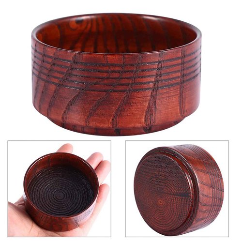 Saluaqui Wood Shaving Soap Bowl Cup Mug Tool, Man Shaver Cleansing Foam Round Lightweight Firm Environmental, Delicate Appearance, Good Mood When Shaving