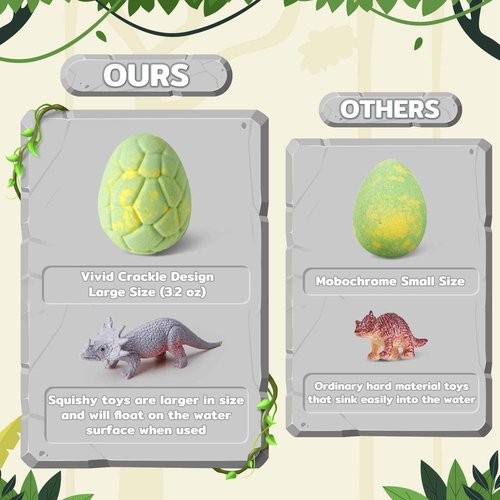 CalmNFiz Bath Bombs with Surprise Dinosaur Toys Inside, 12 Pack Organic and Natural Bubble Bath Bombs, Stocking Stuffers for Kids, Bath Bomb Set for Her/Him,Mothers Day Presents for Mom