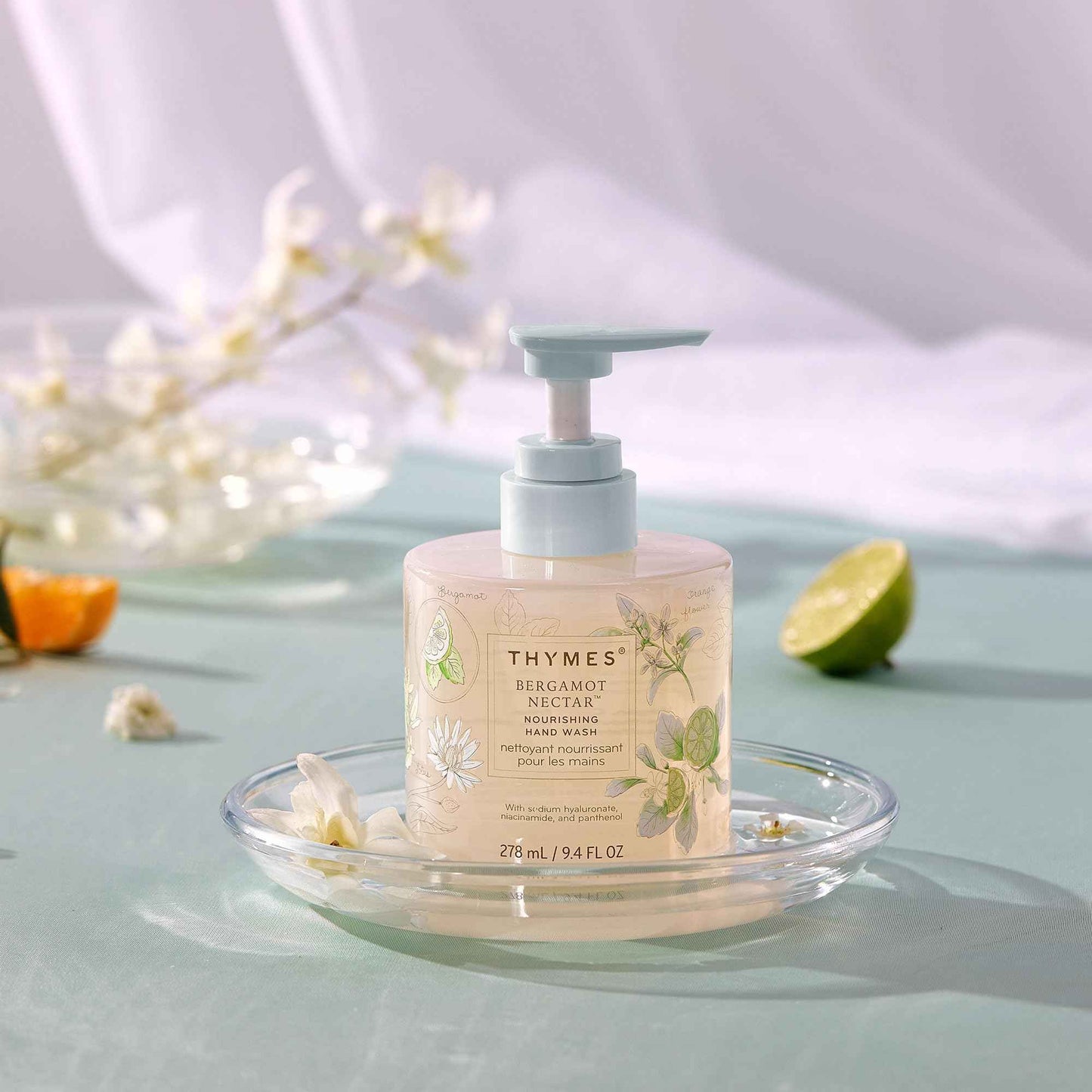 Thymes Nourishing Hand Wash - Liquid Hand Soap for Bathroom or Kitchen - Liquid Soap with Notes of Bergamot, Lemon, Orange Flower, Lotus & Sandalwood (Bergamot Nectar, 9.4 fl oz)