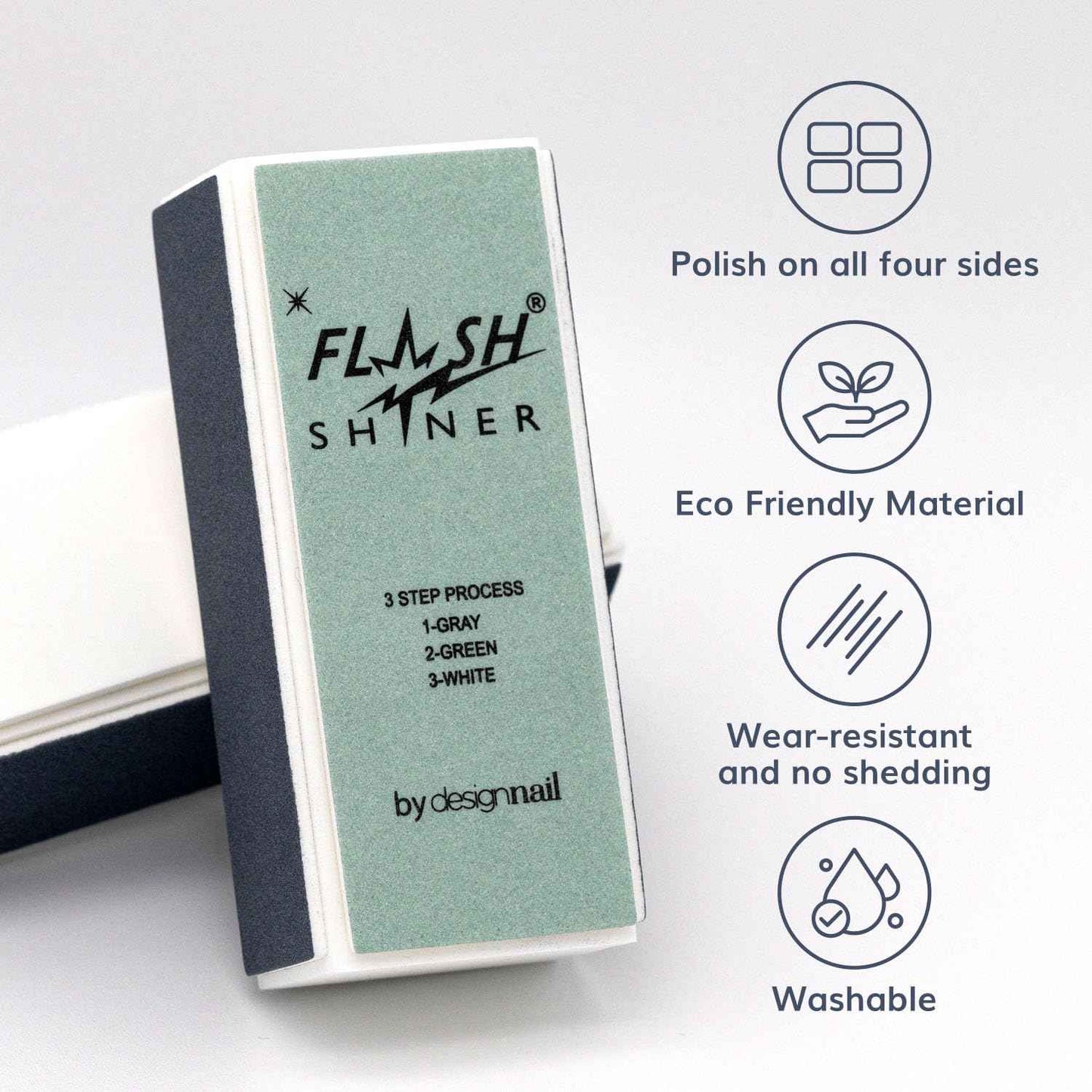 Design Nail Flash Shiner Nail Buffer 3 Ways – Pack of 24 – Professional 3-Step Nail Buffer Blocks – Smooth, Condition & Shine – Natural Nail Polisher for Salon or Home Use