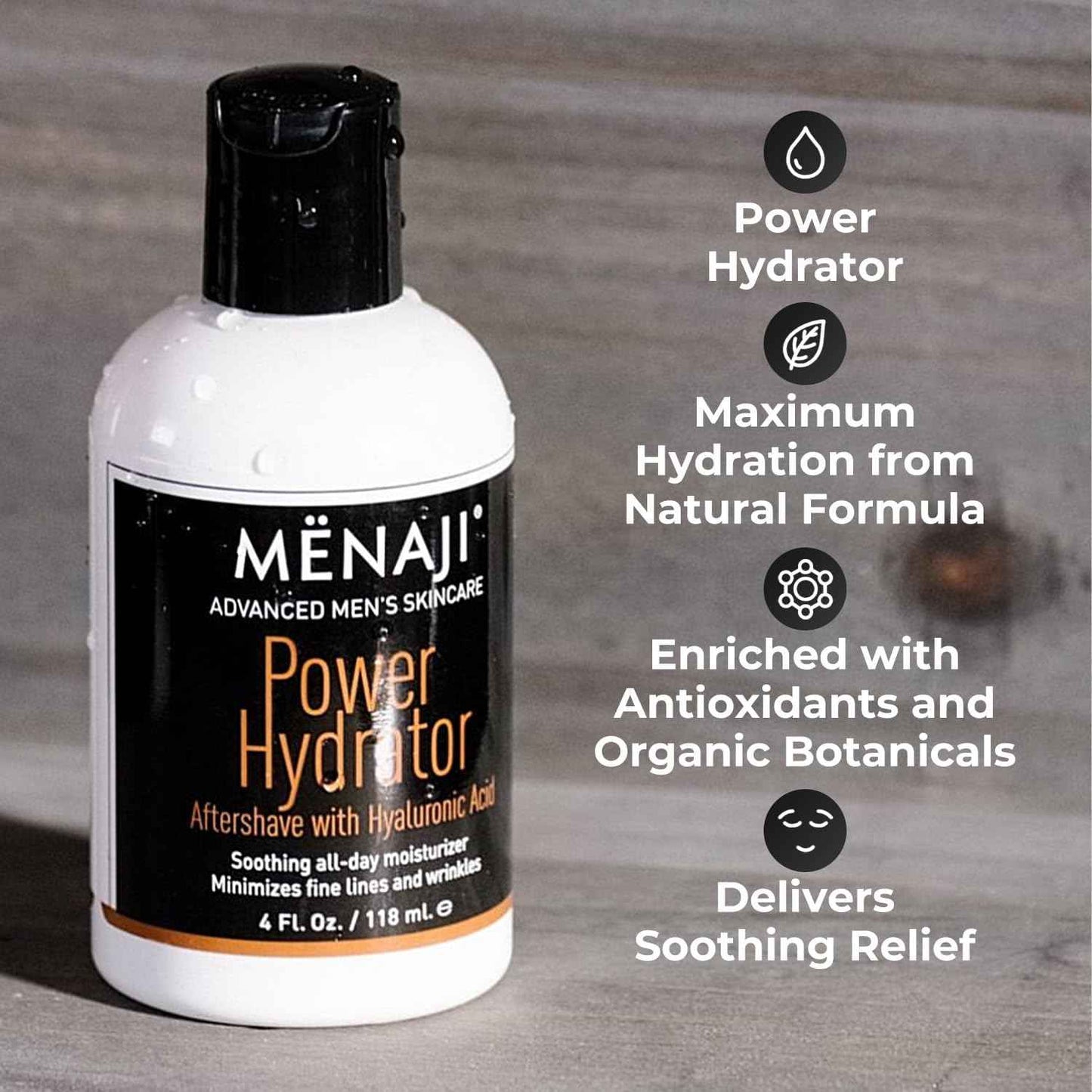 MËNAJI Power Hydrator Aftershave - Razor Burn Relief - Mens Aftershave - Razor Bump and Ingrown Hair Treatment - All Natural - 4 Fl Oz