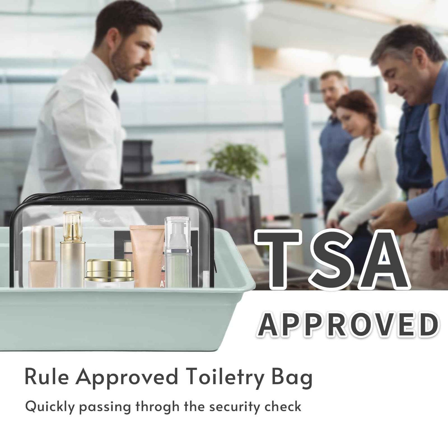 GONITYOU 16 Pieces Clear Makeup Bags Bulk, TSA Approved Toiletry Bags Travel Pouch, Waterproof PVC Plastic Small Clear Cosmetic Bags with Zipper for Organizing (Black Border)