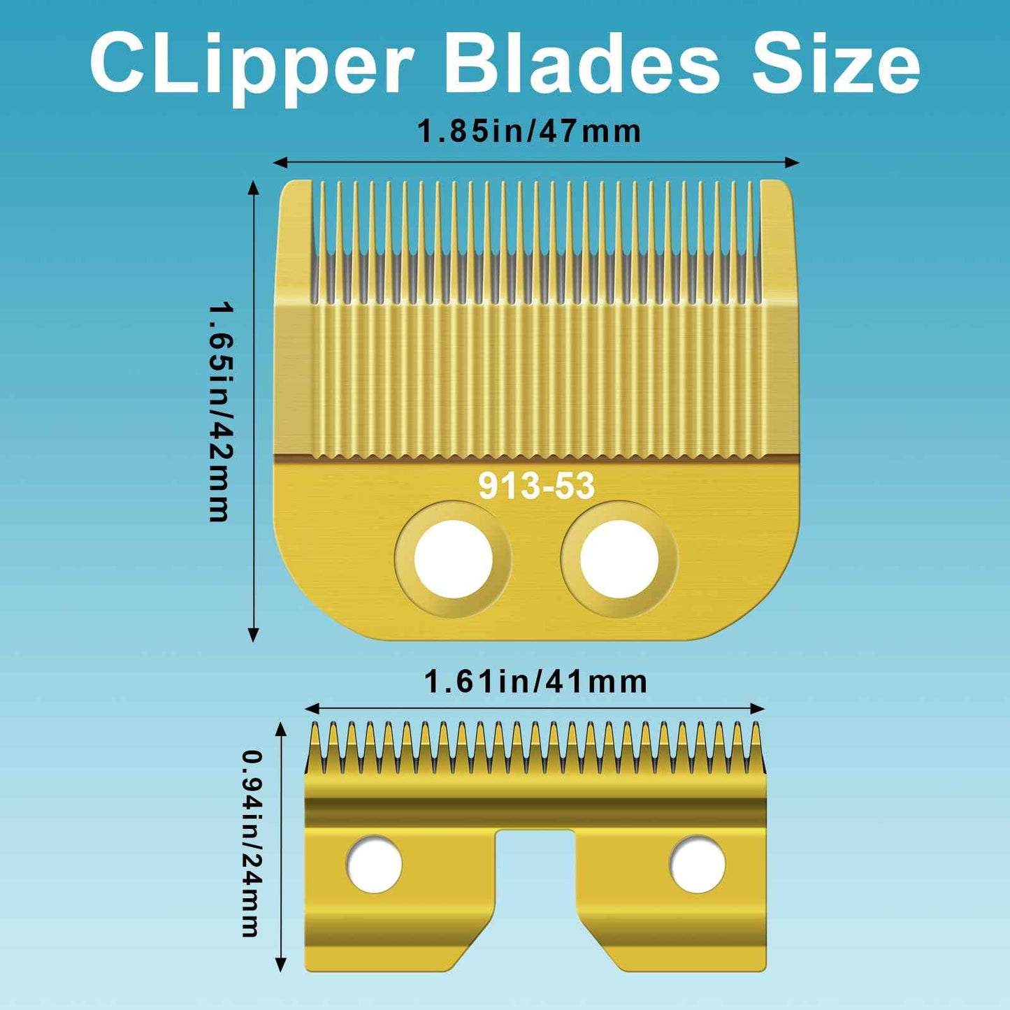 913-53 Fine Blade Replacement Trimmer Blade Compatible with Oster Fast Feed 076023 and Salon Pro Clippers 076830 Blades Replacement,Golden
