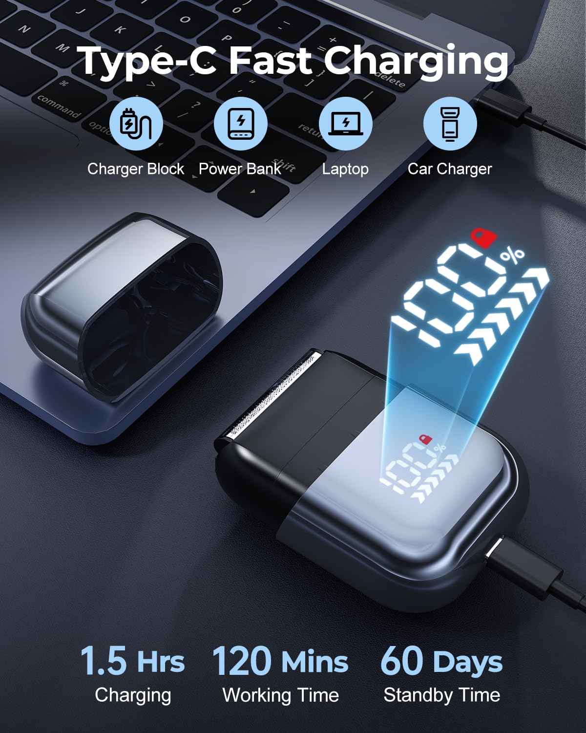 Foil Shavers for Men, Mini Electric Razors for Close Shaving Face with High Speed 3 Floating Blade Heads, USB C Fast Rechargeable Foil Shaver IPX7 Waterproof Wet Dry Travel Locked/Led Display