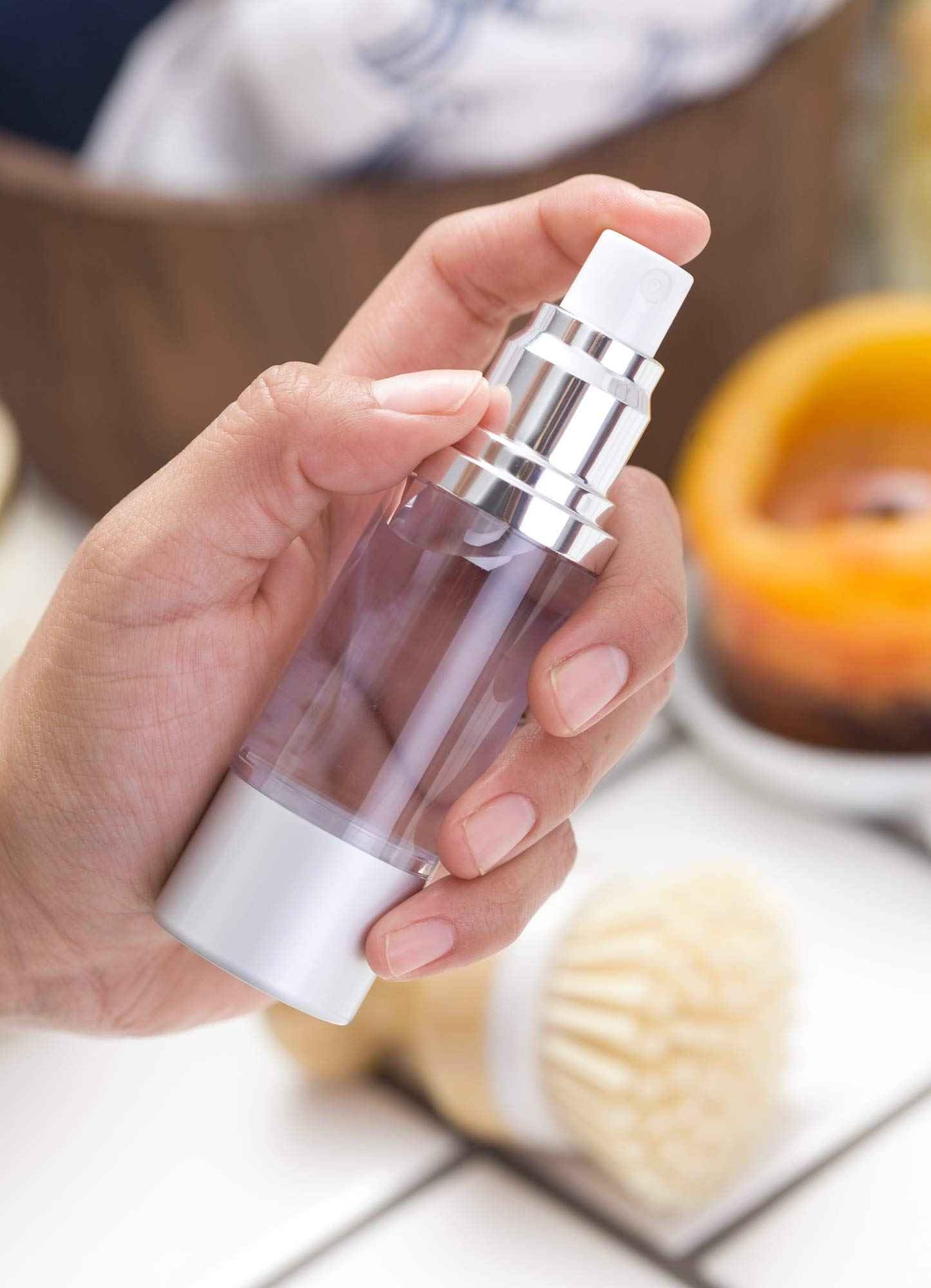 JUVITUS (12 Pack) 1 oz Airless Silver Matte Plastic Spray Bottle