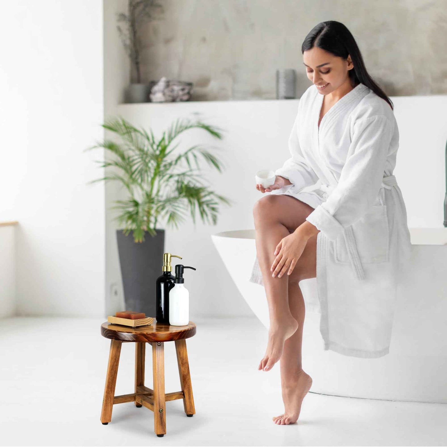 ENKEZI Shower Foot Rest 12 in - Shower Stool for Shaving Legs, Small Corner Bathroom Bench Suitable for Small Shower Spaces - Bath Seat, Spa Foot Rest Shaving Stool