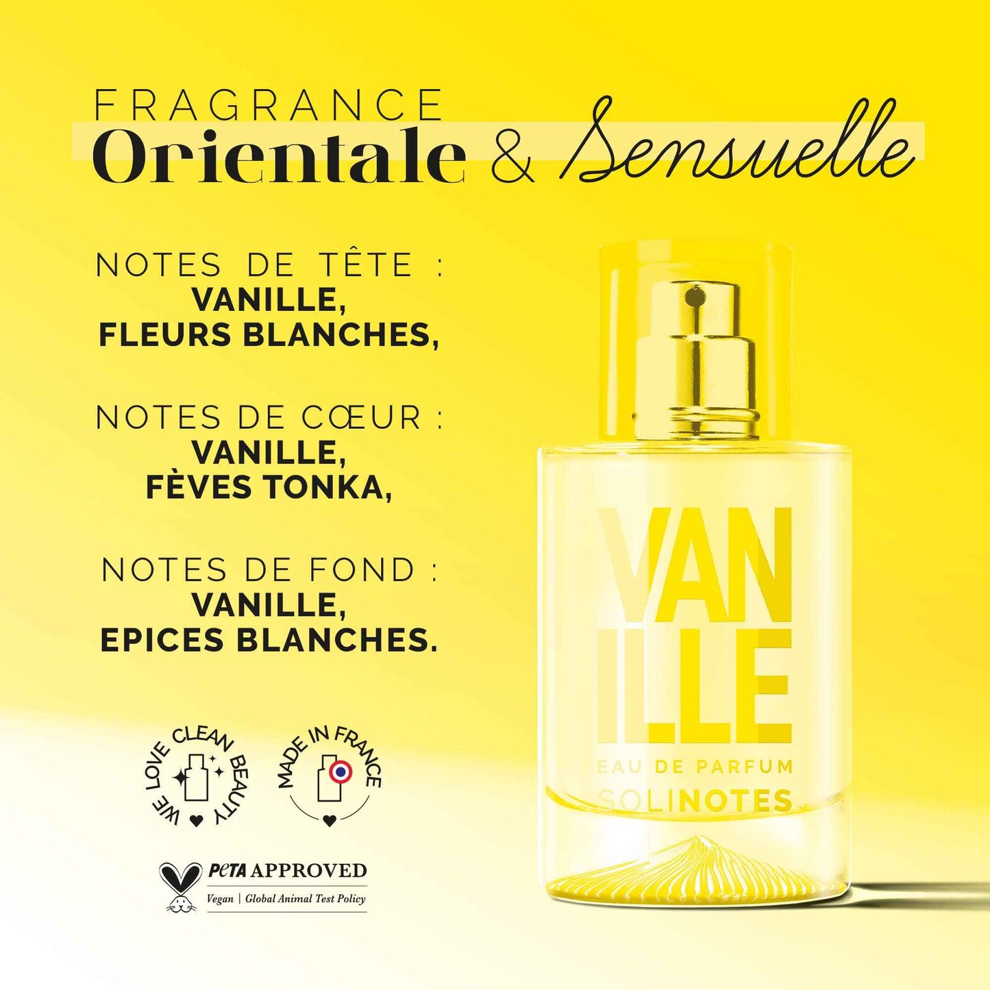 Solinotes Vanilla Perfume for Women & Men, 1.7 Fl Oz/ 50 ML Eau De Parfum, Delicate Floral and Soothing Scent with Premium Ingredients - Clean Perfume, Cruelty Free, Vegan, Made in France