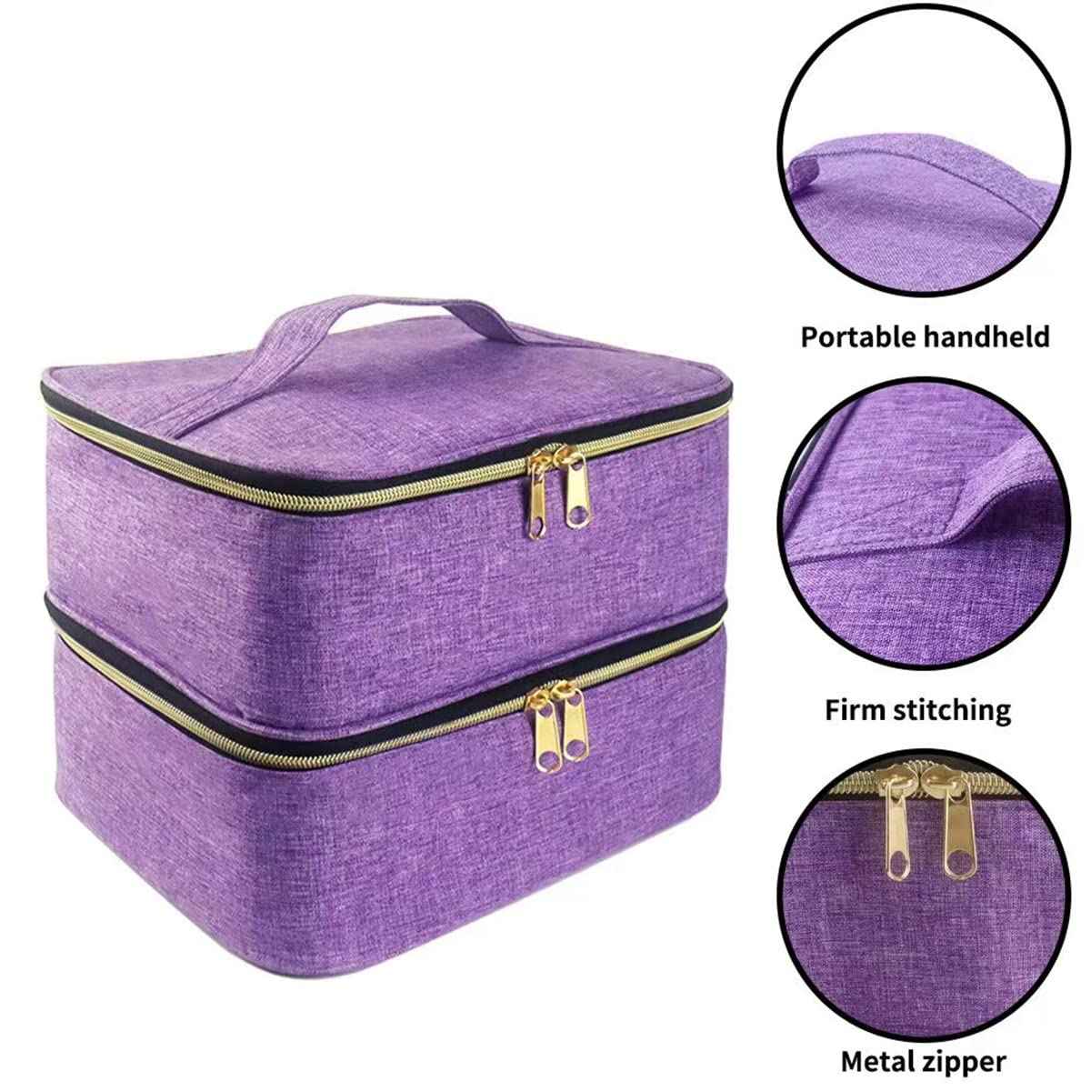 SCNWQ Nail Polish organizer Case Double Layer Nail Polish Tool Storage Bag Fits Nail Lamp Dryer and 30PCS Nail Polish Bottles Travel Carrying Case for Nail Polish Drill Manicure set