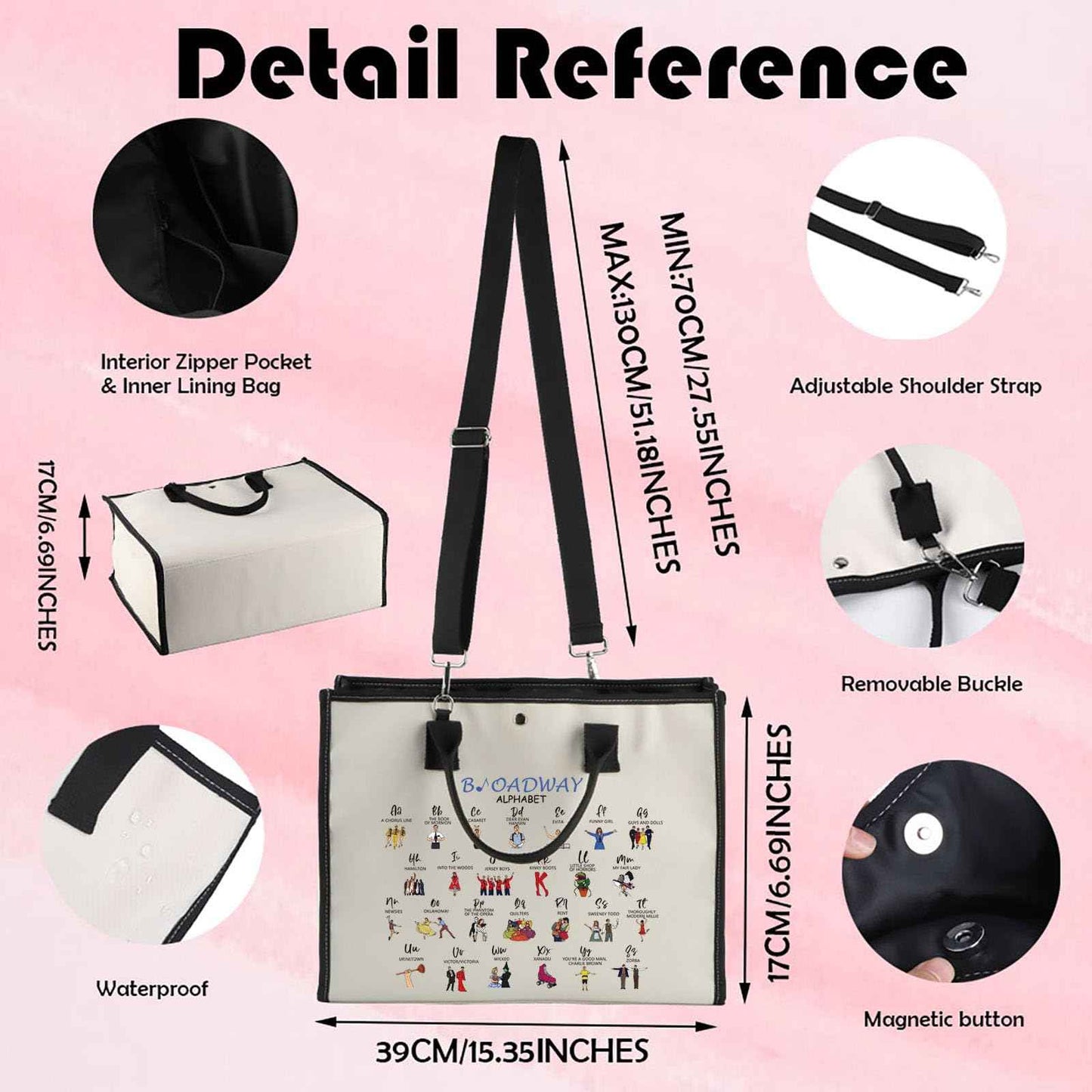 MNIGIU Musical Tote Bag Musical Lover Gift M-usical Theatre Gift M-usical Merch Mus-ical G-ift