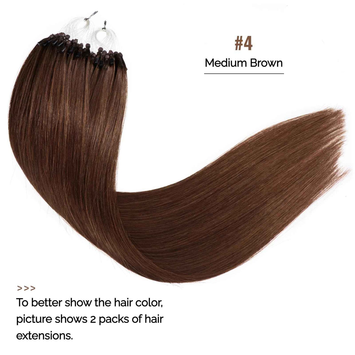 Microlink Hair Extensions Human Hair Brown Bead Hair Micro Beads Hair Extensions 16" Remy Hair Extension 1g/s 50g #4 Micro Loop Hair Extension for Women