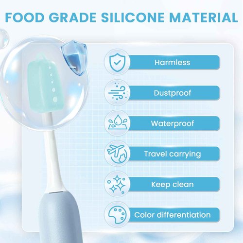 Lapfoon 6 Packs Silicone Toothbrush Covers, Tooth Brush Cover Cap for Electric & Manual Toothbrushes, Toothbrush Travel Essentials