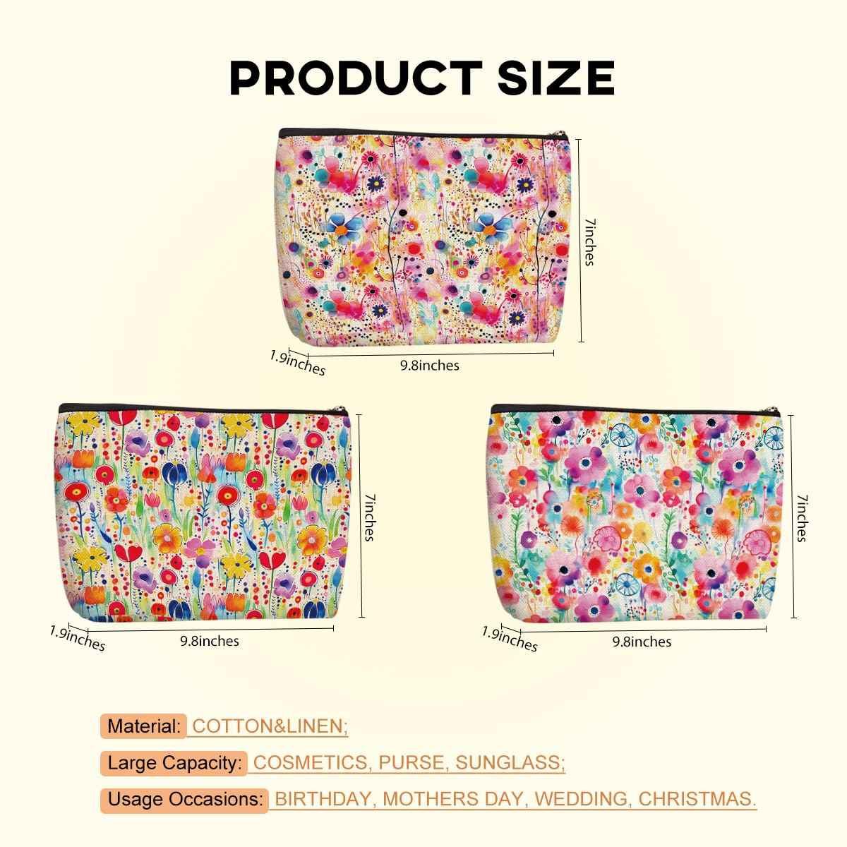 Chenyoumaoyi Cosmetic Bags for Women, Makeup Bag, Cute Flower Travel Toiletry Bag, Foral Makeup Bags Set, Nurse Mothers Day Birthday Graduation Friendship Gifts for Women Girls Mom Bestie Grandma