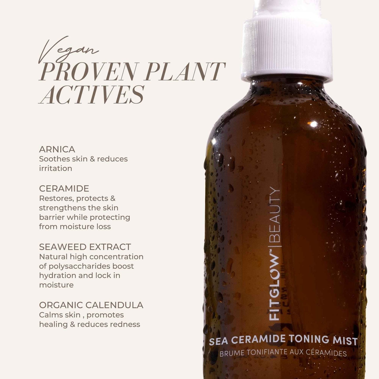 Fitglow Beauty Sea Ceramide Toning Mist | Hydrating Face Toner with Ceramides + Hyaluronic Acid | Calms, Balances & Restores Skin Barrier | for Dry, Reactive & Sensitive Skin | 120ml