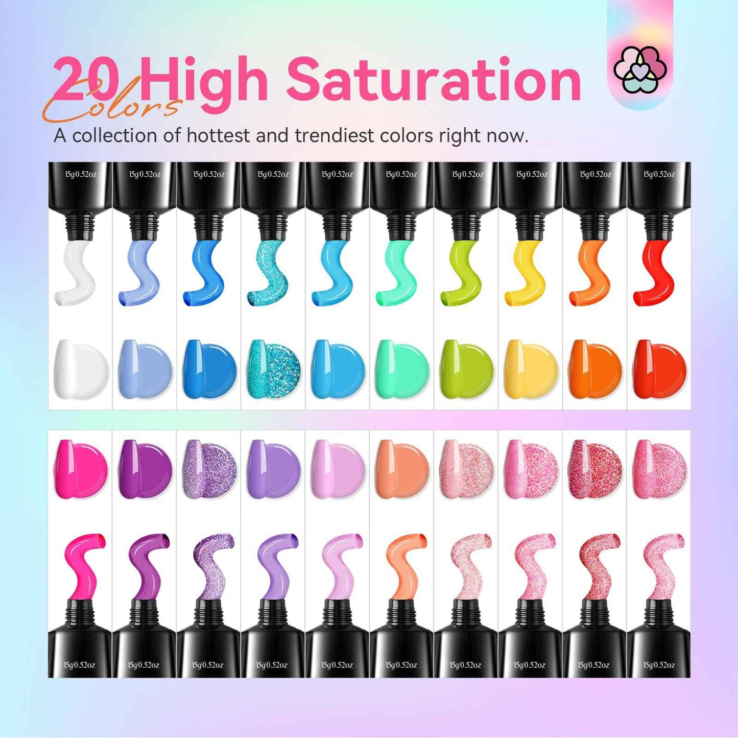 SAVILAND Ultimate Poly Gel Nail Duo: 20-Color Collection + 100g Clear Extension Gel Kit with Slip Solution Prep (Salon-Grade DIY Manicure Set for Nail Art & Extensions)