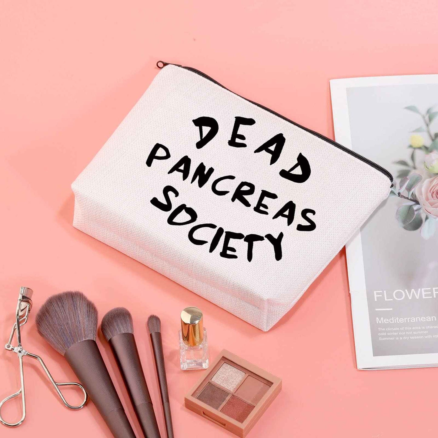 JXGZSO Diabetic Gift Type 1 Diabetes Awareness Gift Dead Pancreas Society Cosmetic Bag Diabetic Support Gift (Dead Pancreas Society White)