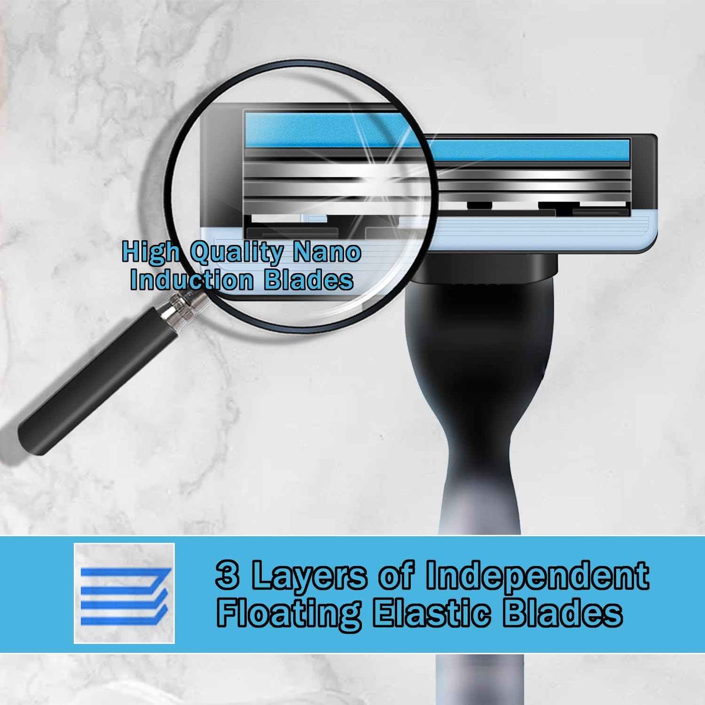 24 Count Razor Blades Refills Compatible with Mach 3, Replacemen Razor Blades with Lubrication Strip for Men