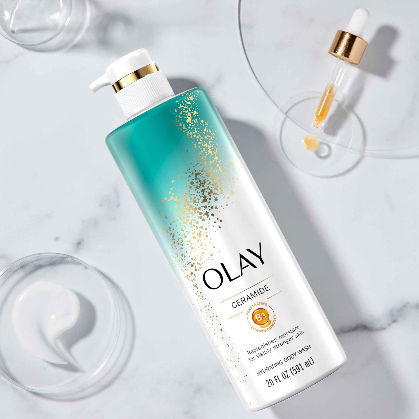 Olay Cleansing & Strengthening Body Wash for Women with Ceramide & Vitamin B3 Complex, Supports Skin's Natural PH, Advanced Formula, 20 fl oz