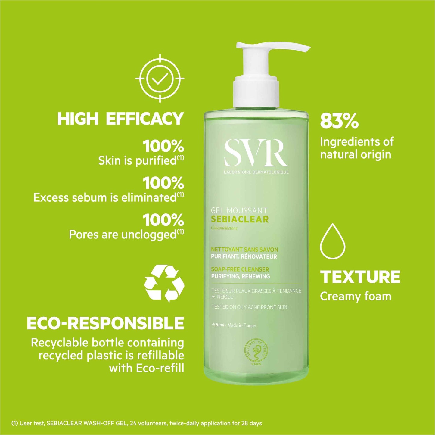 SVR Sebiaclear Face & Body Cleanser with Salicylic Acid for Sensitive Oily to Combination Skin. Soap-free Wash that Eliminates Impurities & Excess Sebum Without Drying the Skin, 13.5 fl.oz