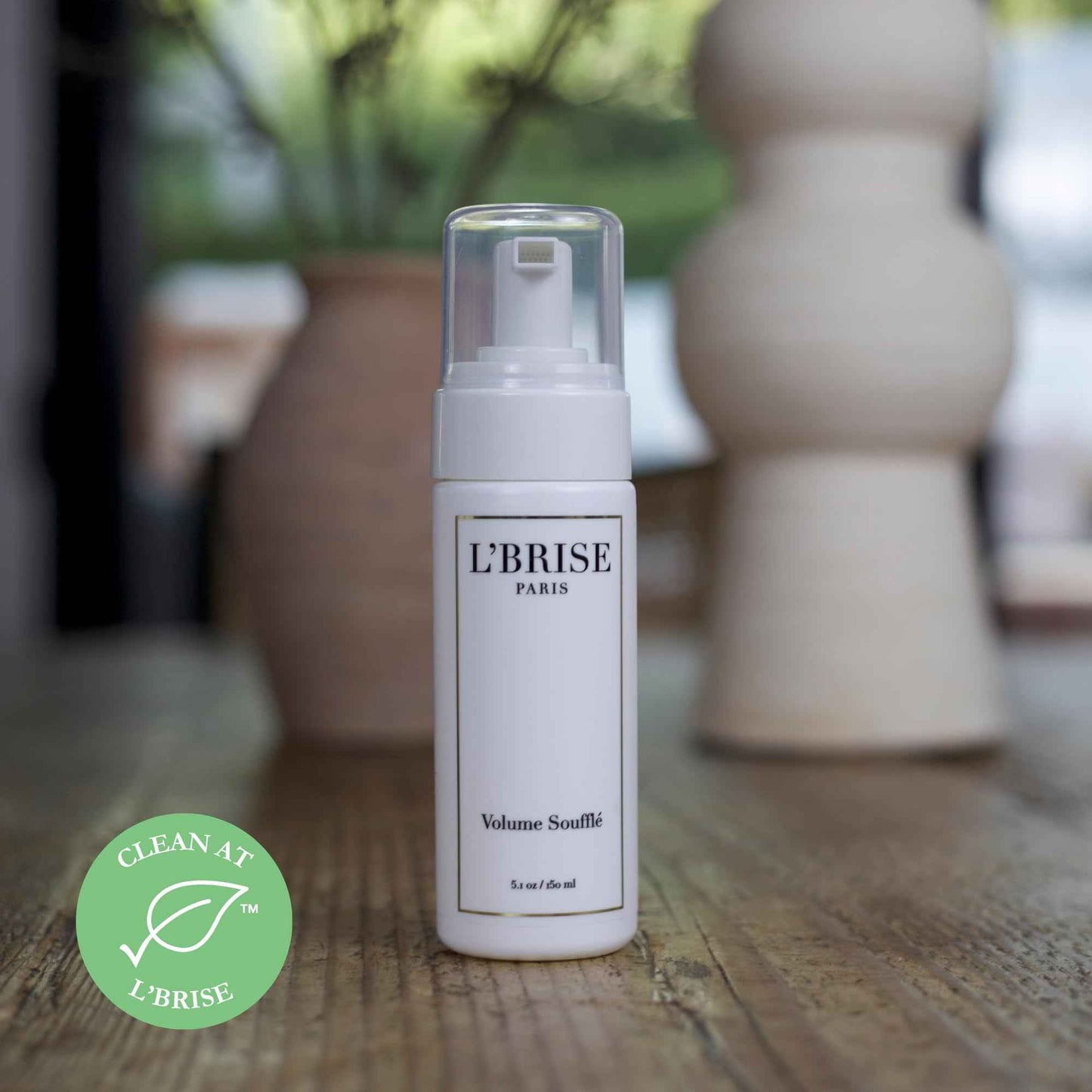 L'Brise Volume Soufflé Air-Activated Mousse – Lightweight, Non-Aerosol, Frizz-Free, Heat-Activated, Adds Body & Lift, No Crunch or Flakes, French Botanical Blend, (5.1 Oz)