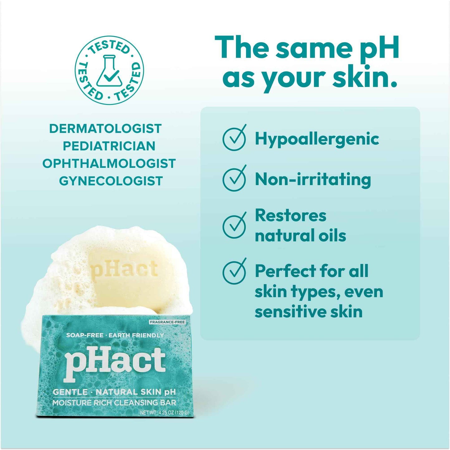 ANDREW LESSMAN pHact Moisture-Rich, Soap-Free Cleansing Bar. Natural Skin pH. Fragrance-Free. All Skin Types - Even Sensitive. Hypoallergenic. Dermatologist Tested. 6 Pack 4.25 oz each