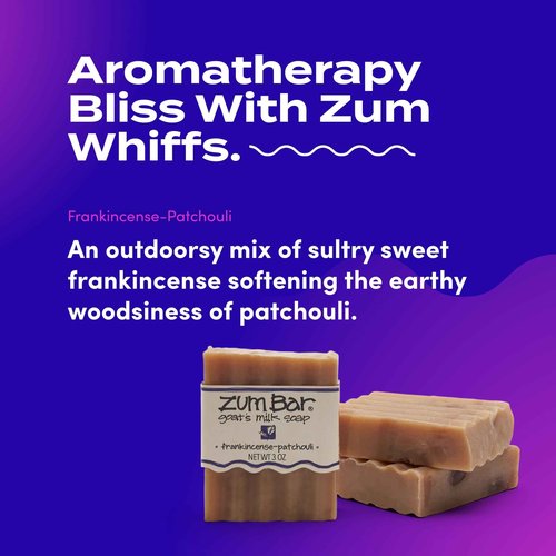 Zum Indigo Wild Goat's Milk Soap Bar - Hand & Body Soap with Essential Oils - Scents - Lemongrass, Dragon's Blood, Frankincense & Myrrh, Sea Salt, Lavender-Mint, Patchouli - 3 oz (6 Pack)
